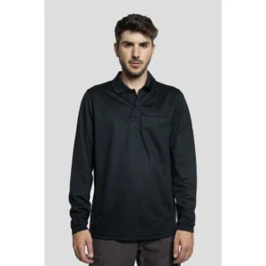 חולצת פולו דרייפיט שרוול ארוך עם כיס - black