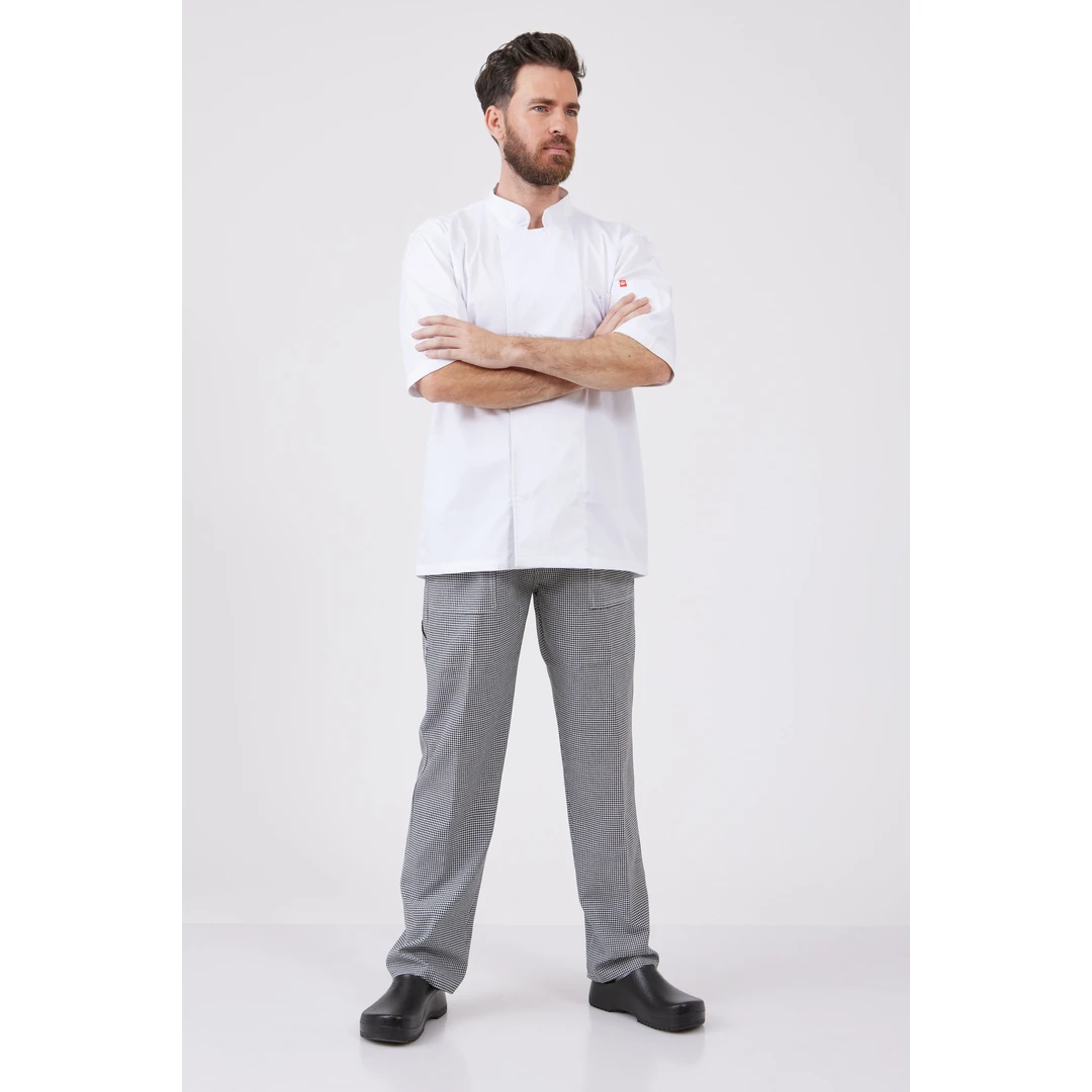 ג'קט שף דרייפיט שרוול קצר - לבן