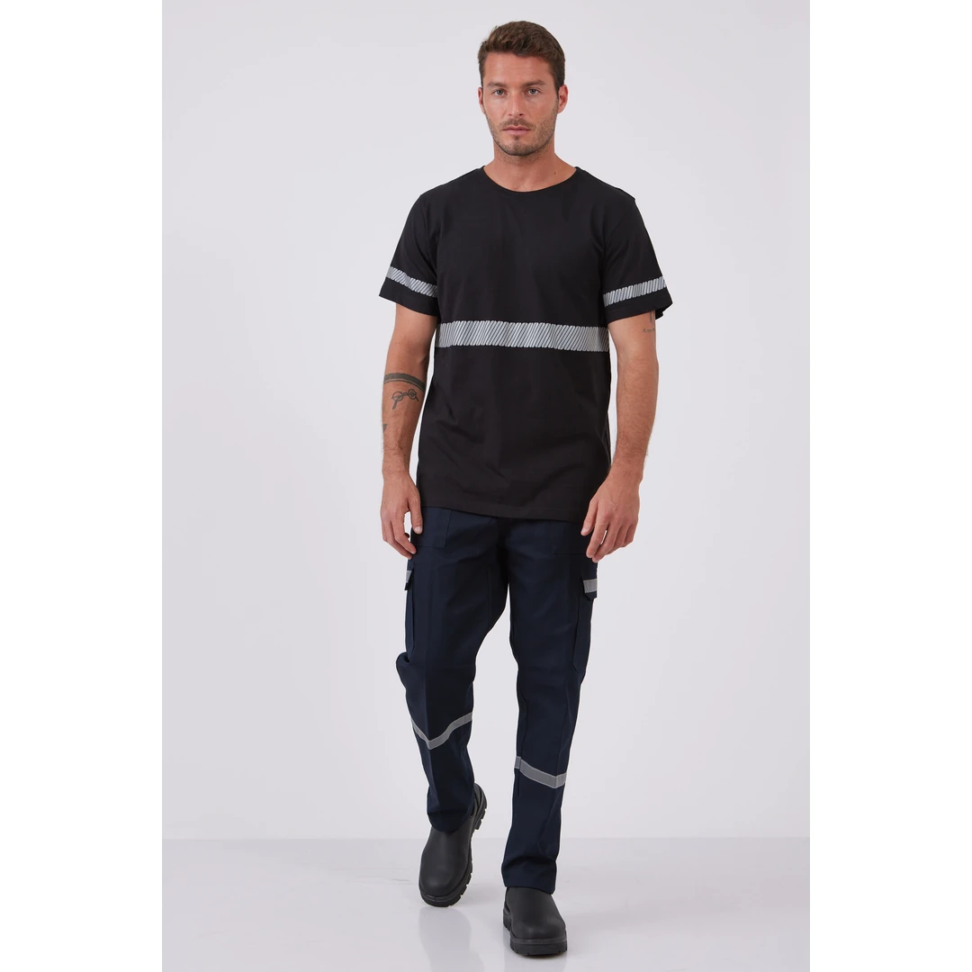 טישירט עם פסים זוהרים - black