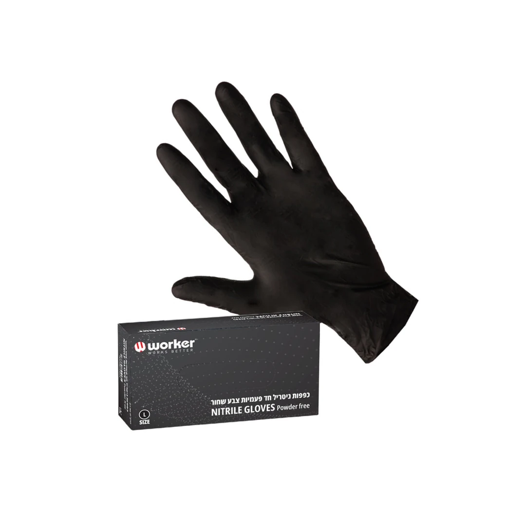 כפפות ניטריל חד פעמי שחור - קרטון 1000 יח'