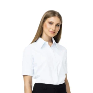 חולצה מכופתרת Fancy לנשים שרוול קצר - לבן