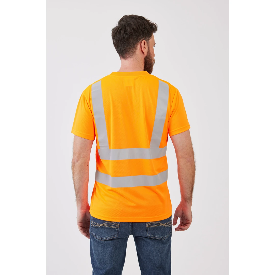 חולצת עבודה דרייפיט עם פסים זוהרים - כתום