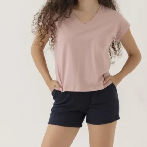 חולצת טריקו עטלף נשים צווארון V