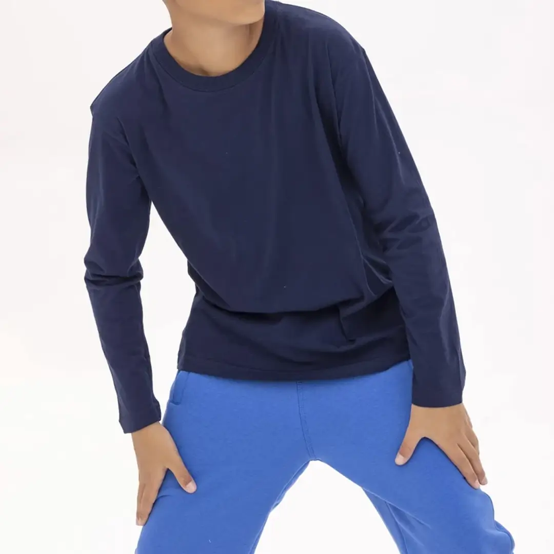 חולצת טריקו ילד צווארון עגול שרוול ארוך