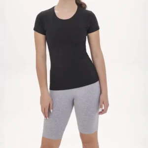 חולצת לייקרה ילדות צווארון עגול שרוול קצר