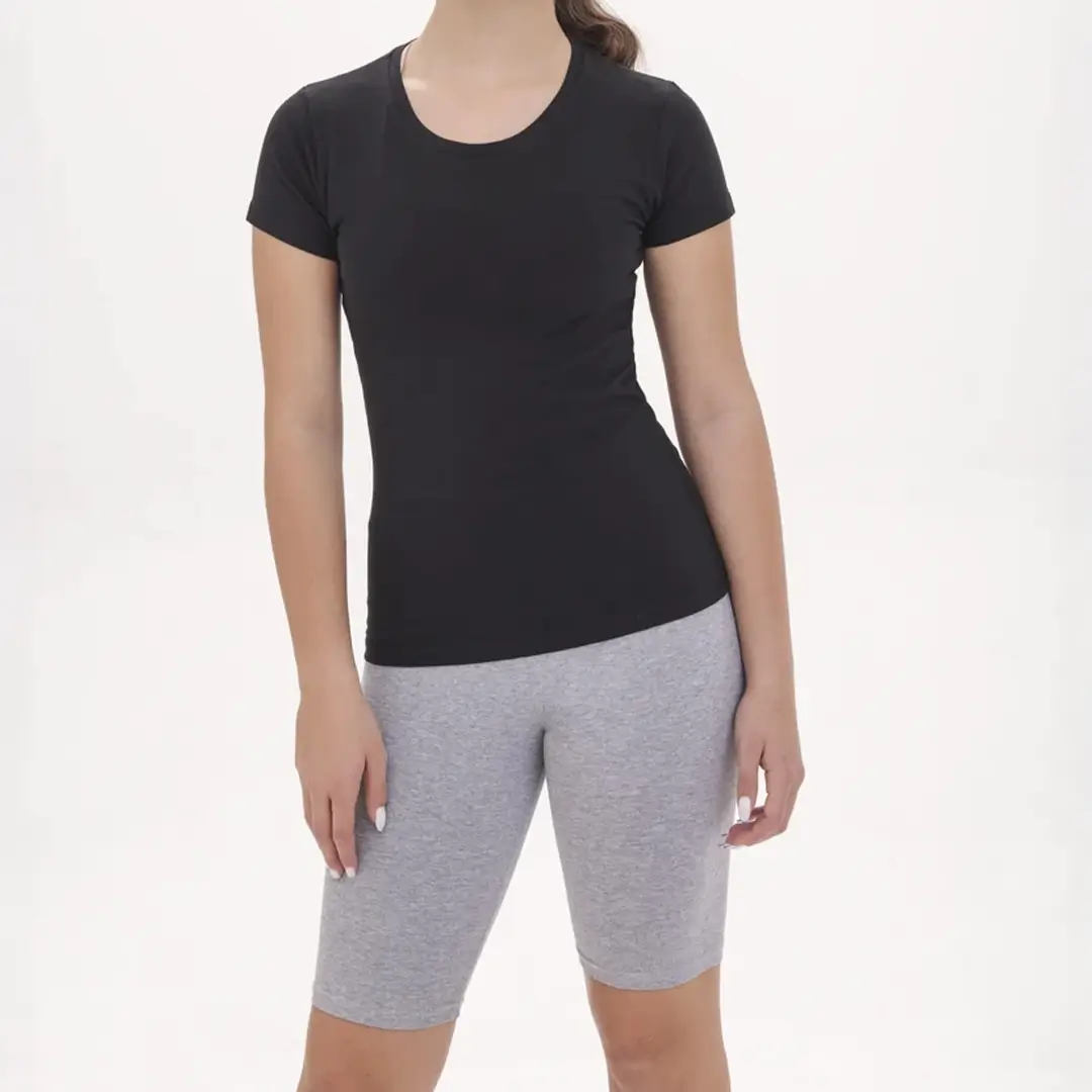 חולצת לייקרה ילדות צווארון עגול שרוול קצר