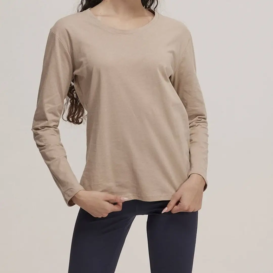 חולצת טריקו ילדות צווארון עגול שרוול ארוך