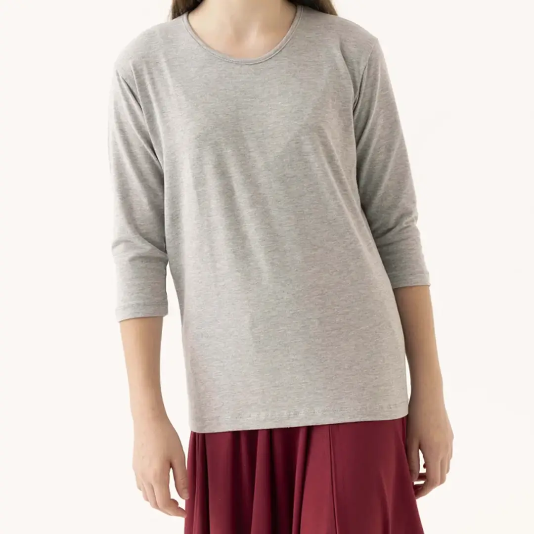 חולצת לייקרה ילדות צווארון עגול שרוול 3/4