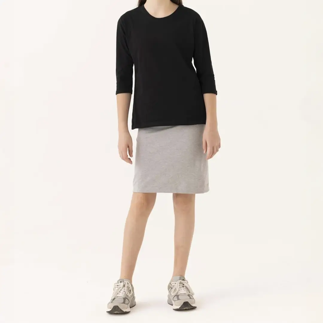 חולצת טריקו ילדות צווארון עגול שרוול 3/4