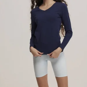 חולצת טריקו ילדות צווארון V שרוול ארוך