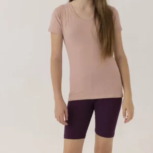 חולצת לייקרה ילדות צווארון V שרוול קצר