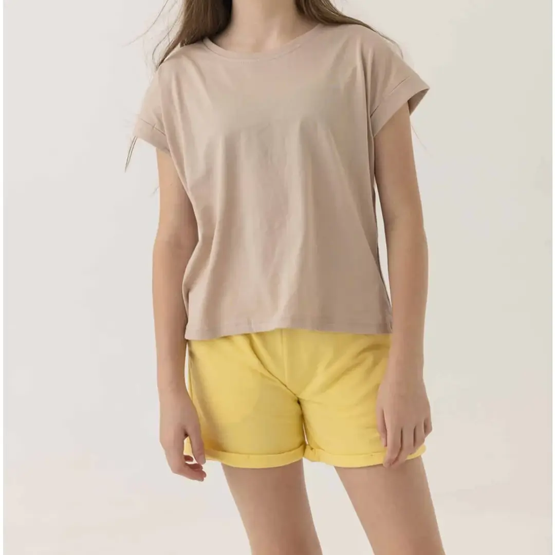 חולצת טריקו עטלף ילדות צווארון עגול