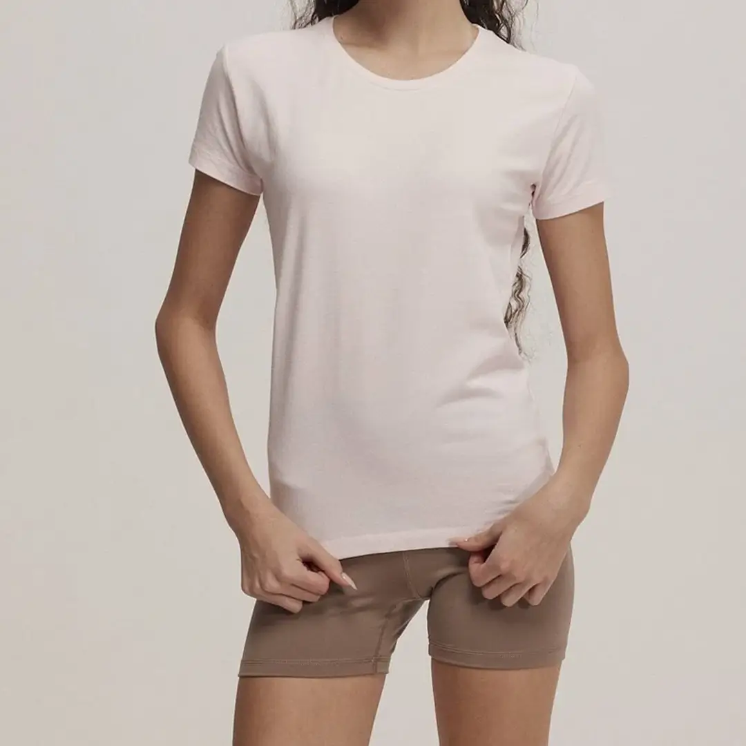 חולצת טריקו ילדות צווארון עגול שרוול קצר